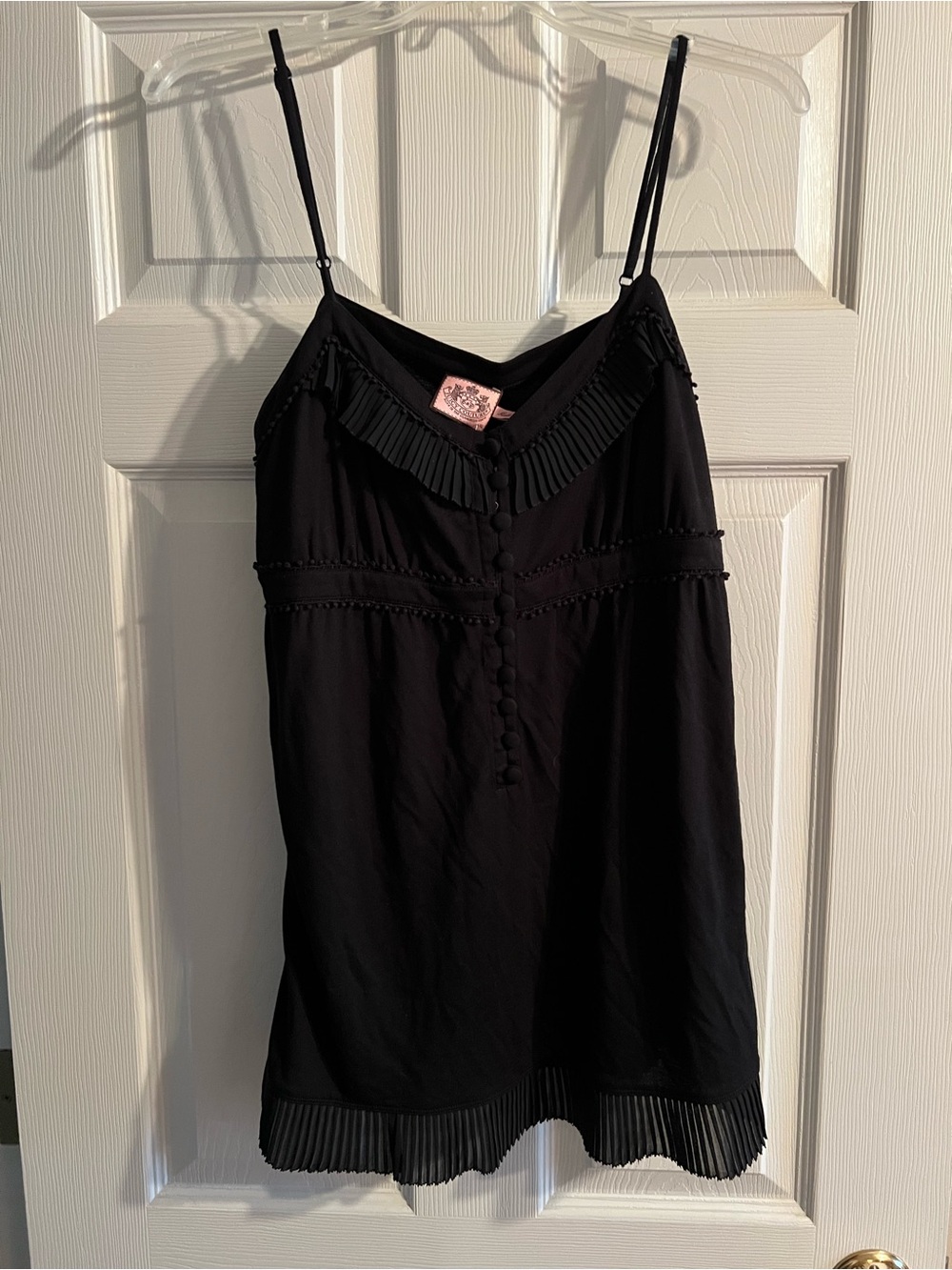 VINTAGE JUICY COUTURE Black Pleated Trim Cami Top